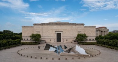 National Gallery of Art Washington DC exterior wide view showing West and East Buildings on the National Mall