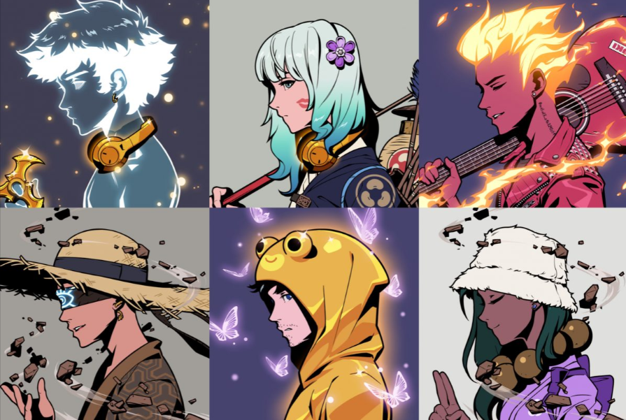 Anime-style Zenkai NFT PFP with detailed traits including hair, clothing, and expression.