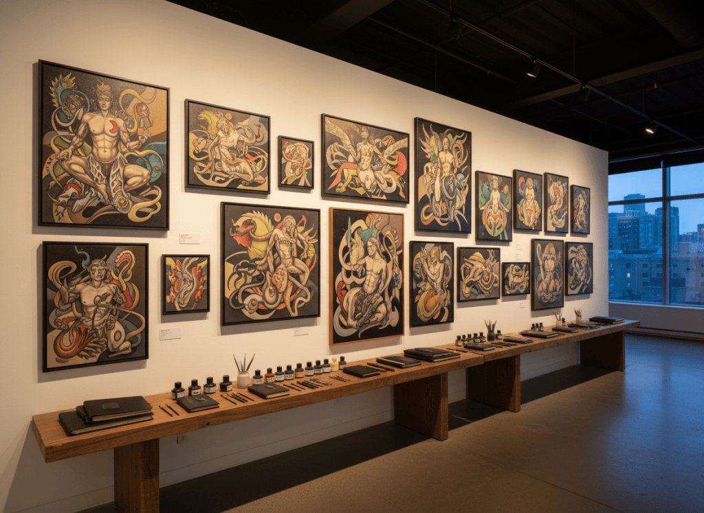 Landscape gallery of tattoo artists studio paintings and drawings