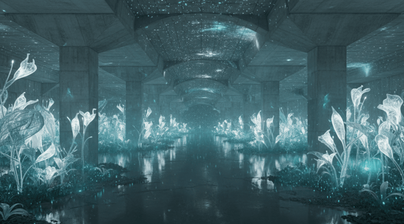 Spectral underground botanical digital garden installation