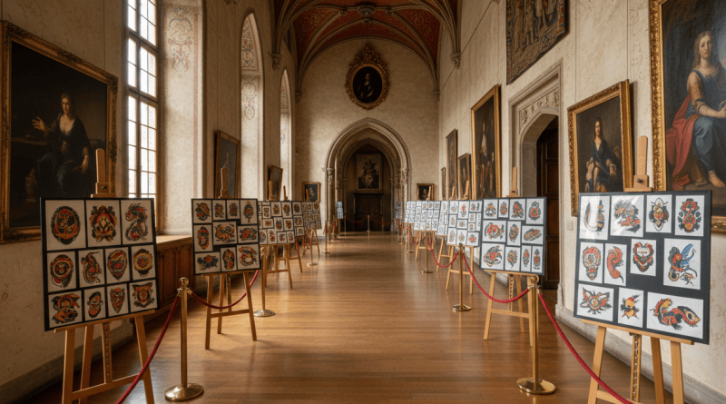 Castle gallery displaying tattoo artists fine art works