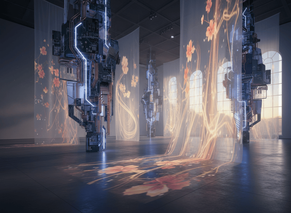 Digital museum gallery with poetic light projections