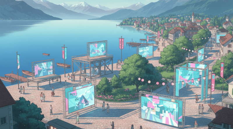 Anime open-air photography festival by a lake