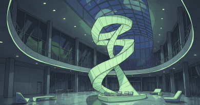 Abstract phosphorescent museum installation atmosphere
