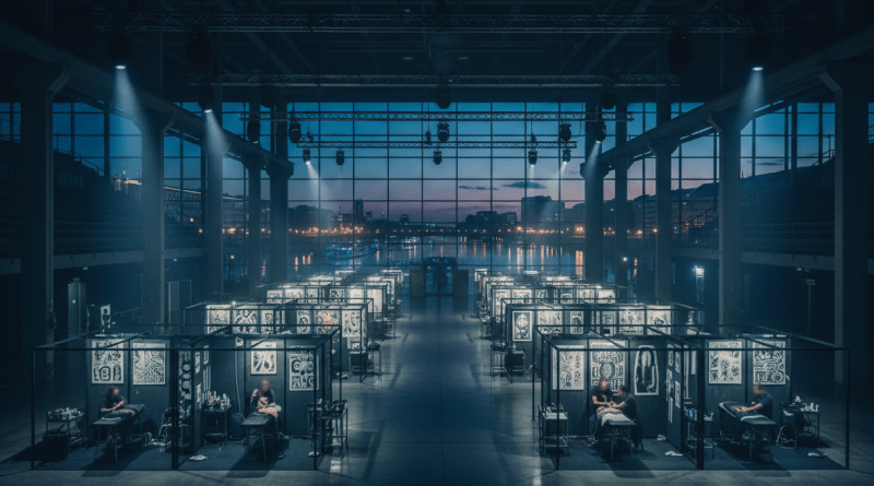 Illustrated Berlin arena tattoo convention